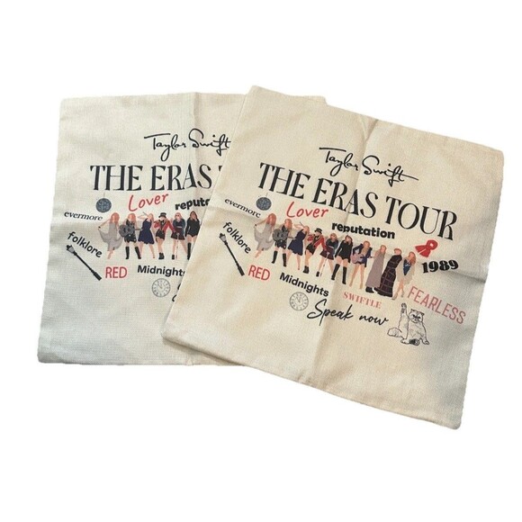 Taylor Swift Eras Tour Pillow Covers Swiftie 18x18 SET OF 2 - Picture 1 of 4
